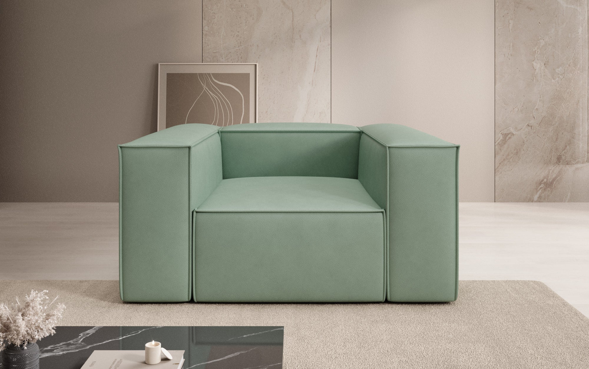 Designer bank-fauteuil Lesley in echt leer