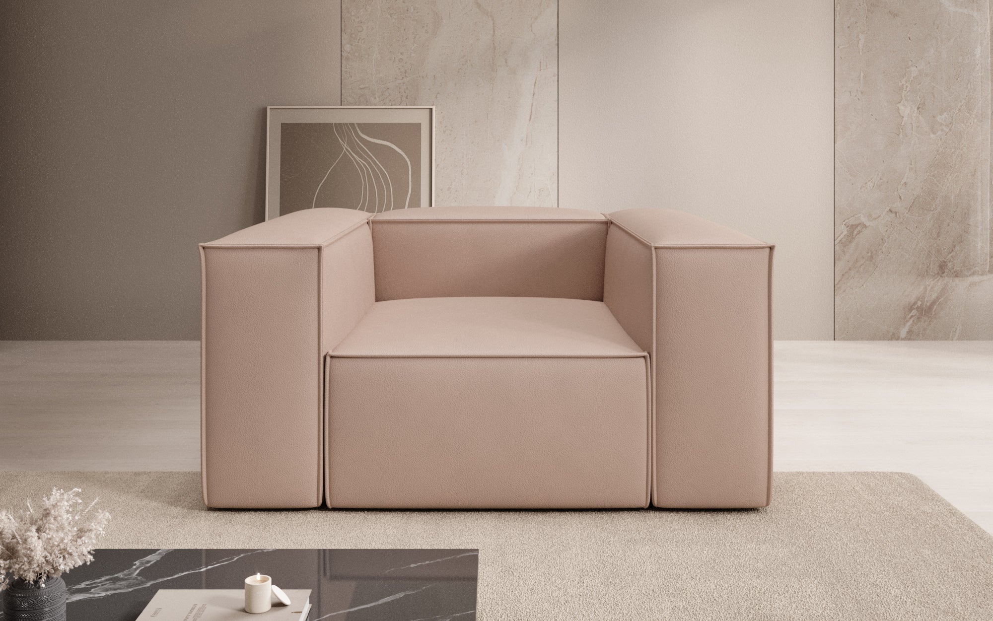 Designer bank-fauteuil Lesley in echt leer