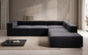 Designer Ecksofa Lesley mit langer Ottomane in Strukturstoff
