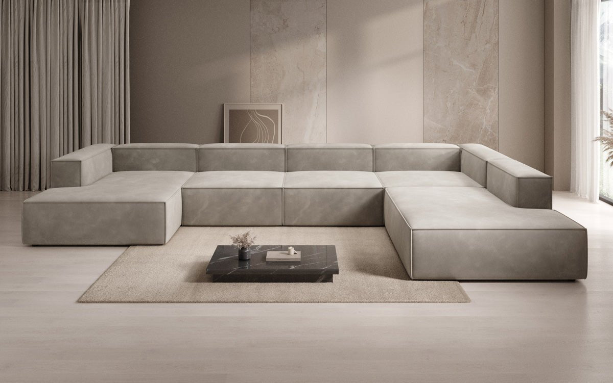 Designerbank Lesley U XXL in Fluweel