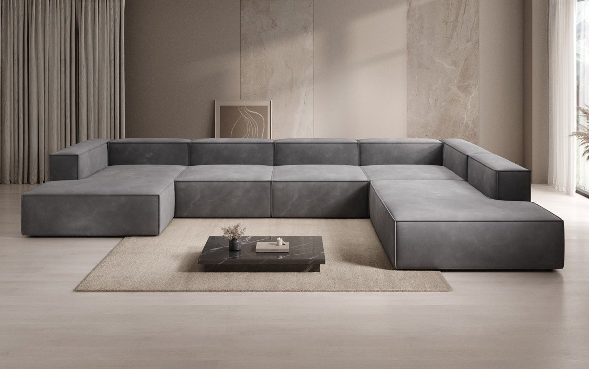 Designerbank Lesley U XXL in Fluweel