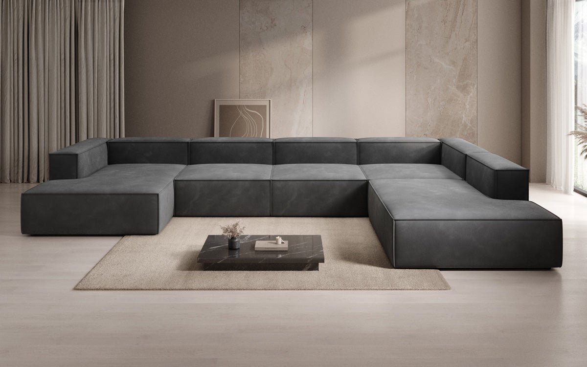 Designerbank Lesley U XXL in Fluweel