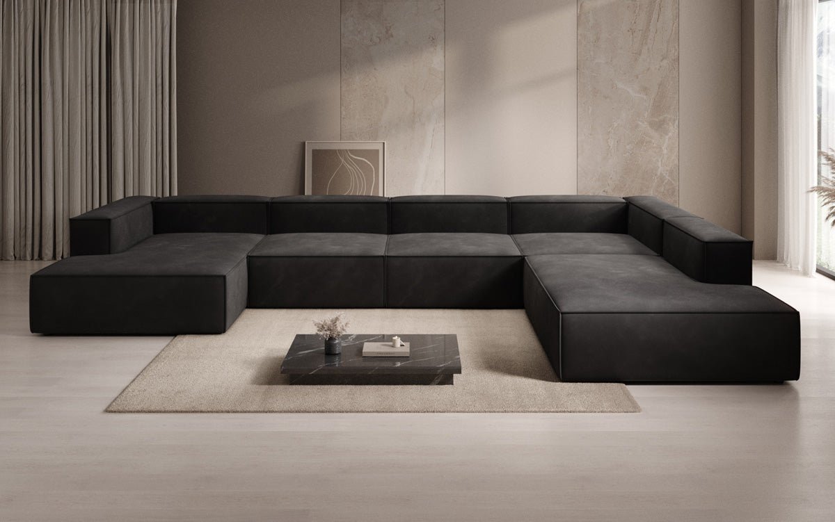 Designerbank Lesley U XXL in Fluweel