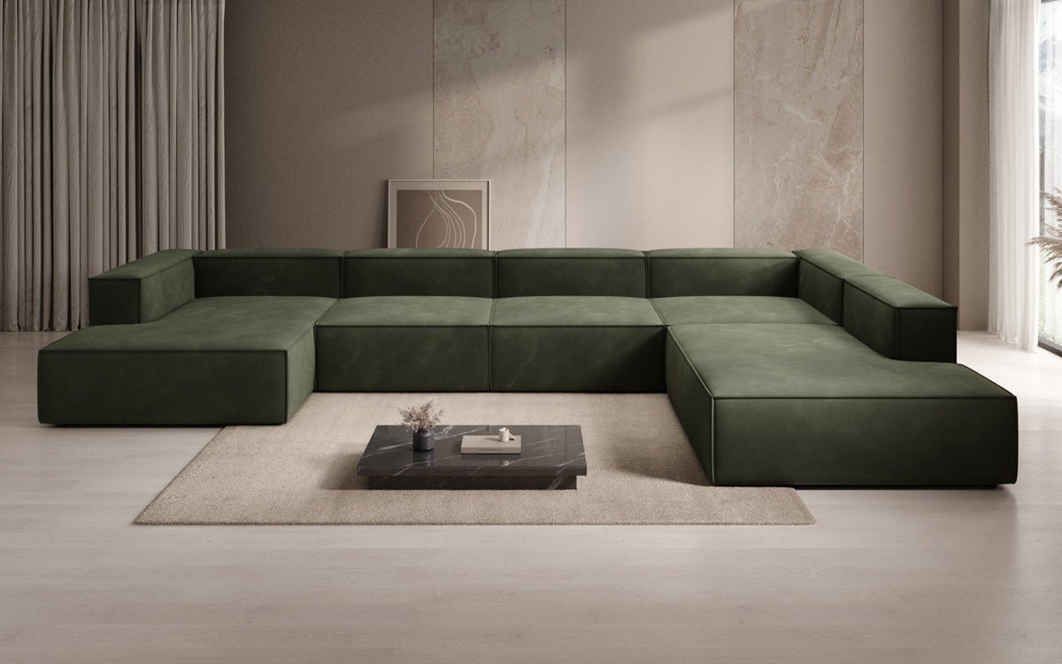 Designerbank Lesley U XXL in Fluweel