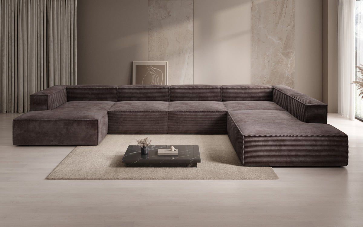Designer Sofa Lesley U XXL in Ribstof