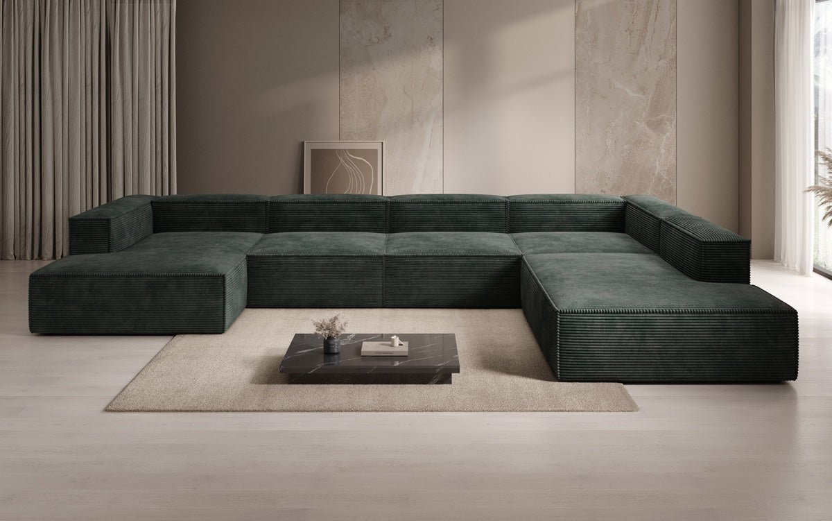 Designer Sofa Lesley U XXL in Ribstof