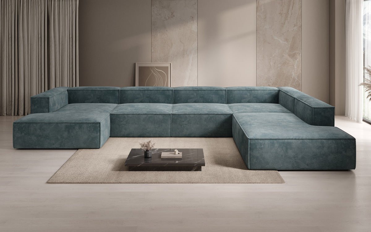 Designer Sofa Lesley U XXL in Ribstof