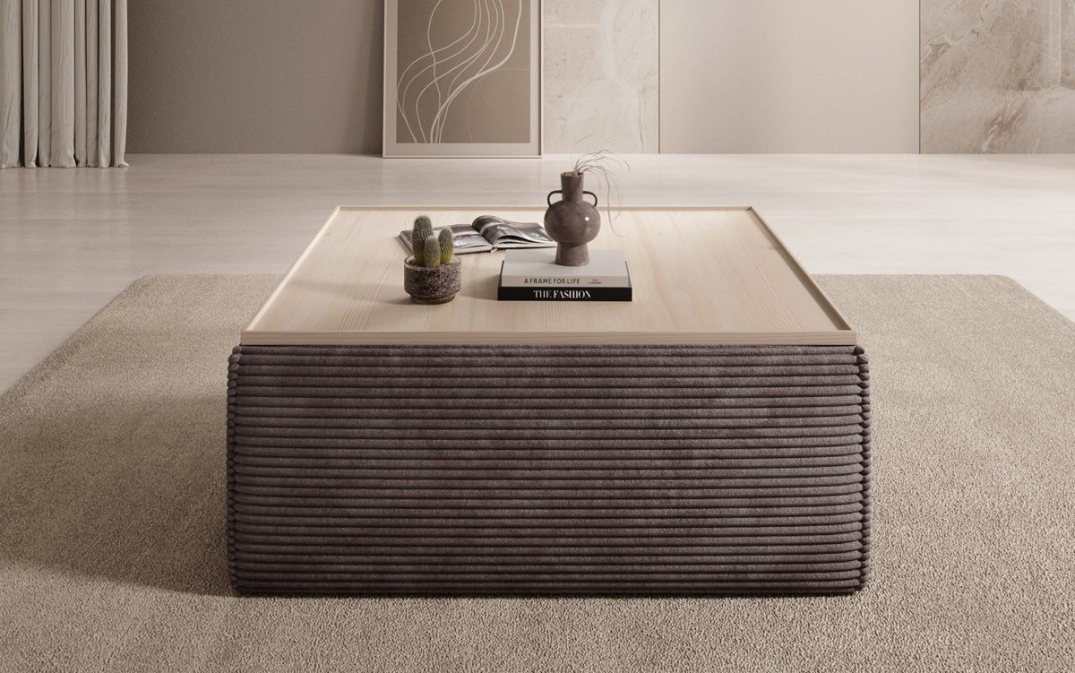 Lesley side stool/coffee table with storage in corduroy