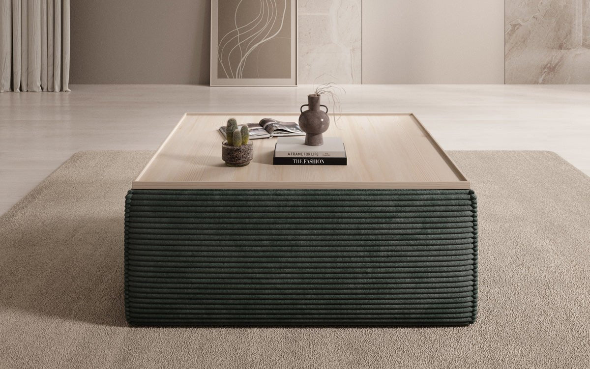 Lesley side stool/coffee table with storage in corduroy