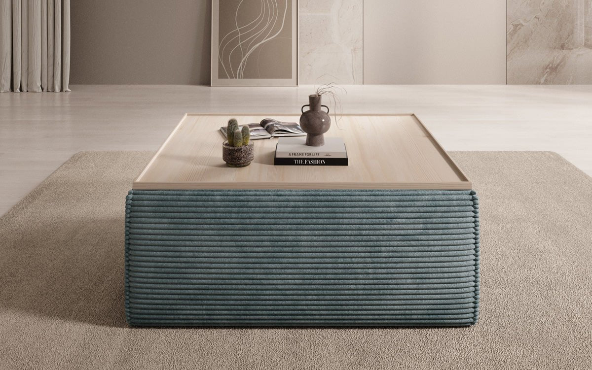 Lesley side stool/coffee table with storage in corduroy