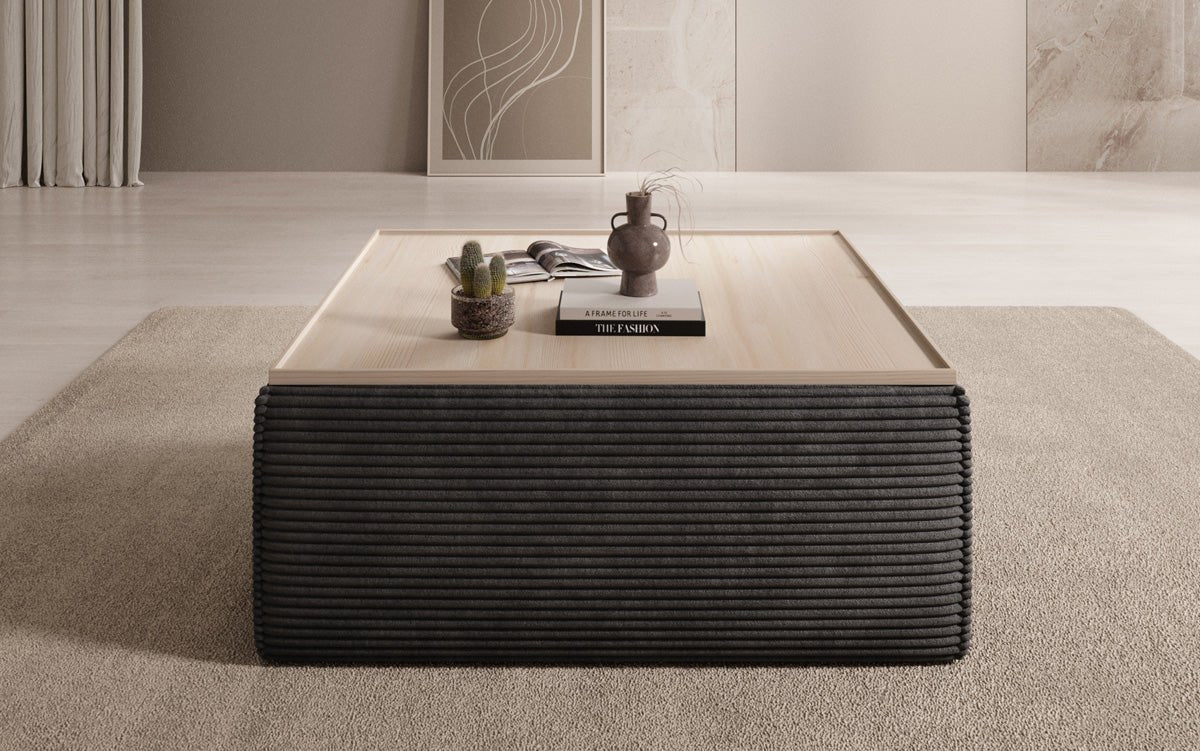 Lesley side stool/coffee table with storage in corduroy