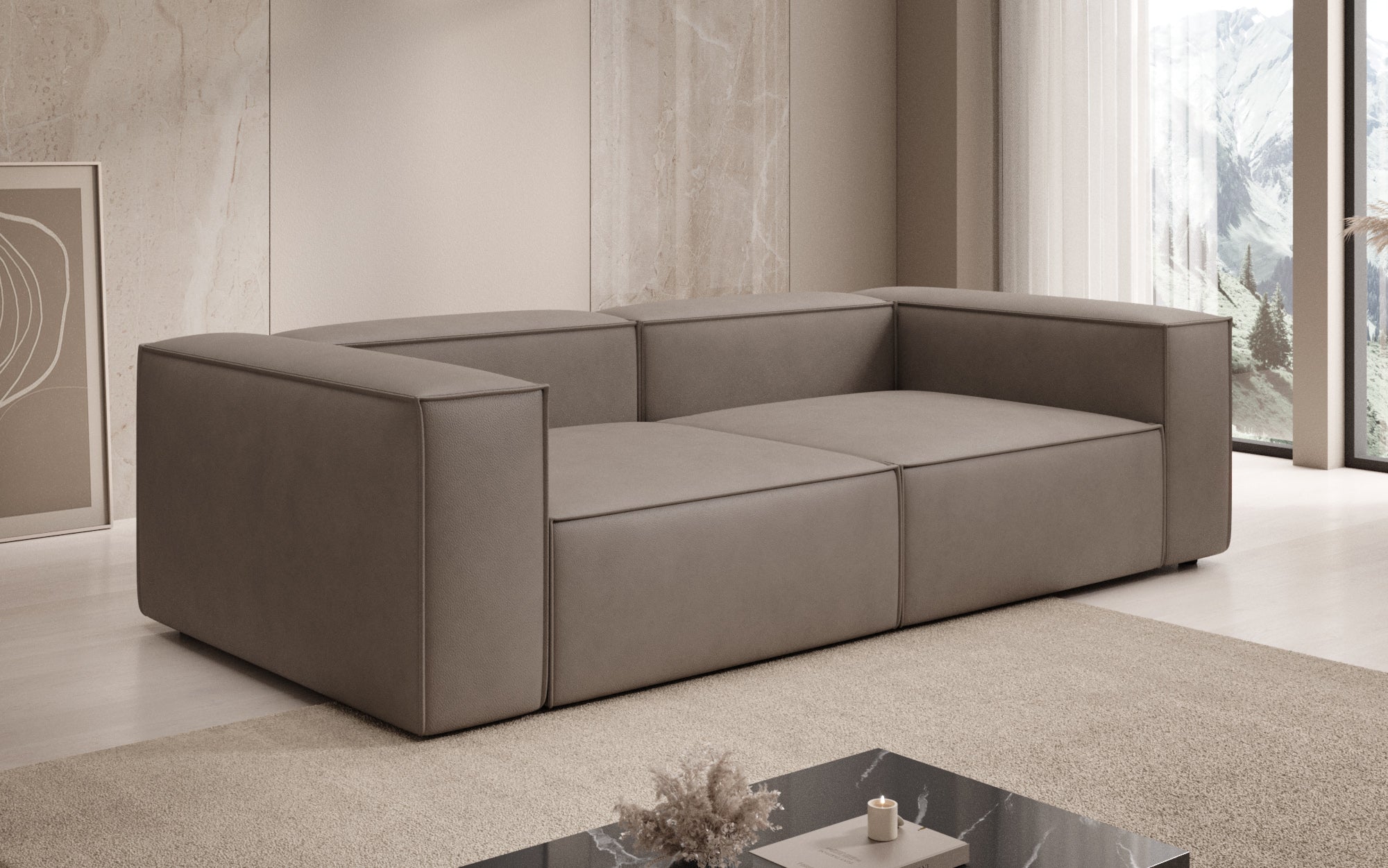 Designbank Lesley 3-zits in Echtleer
