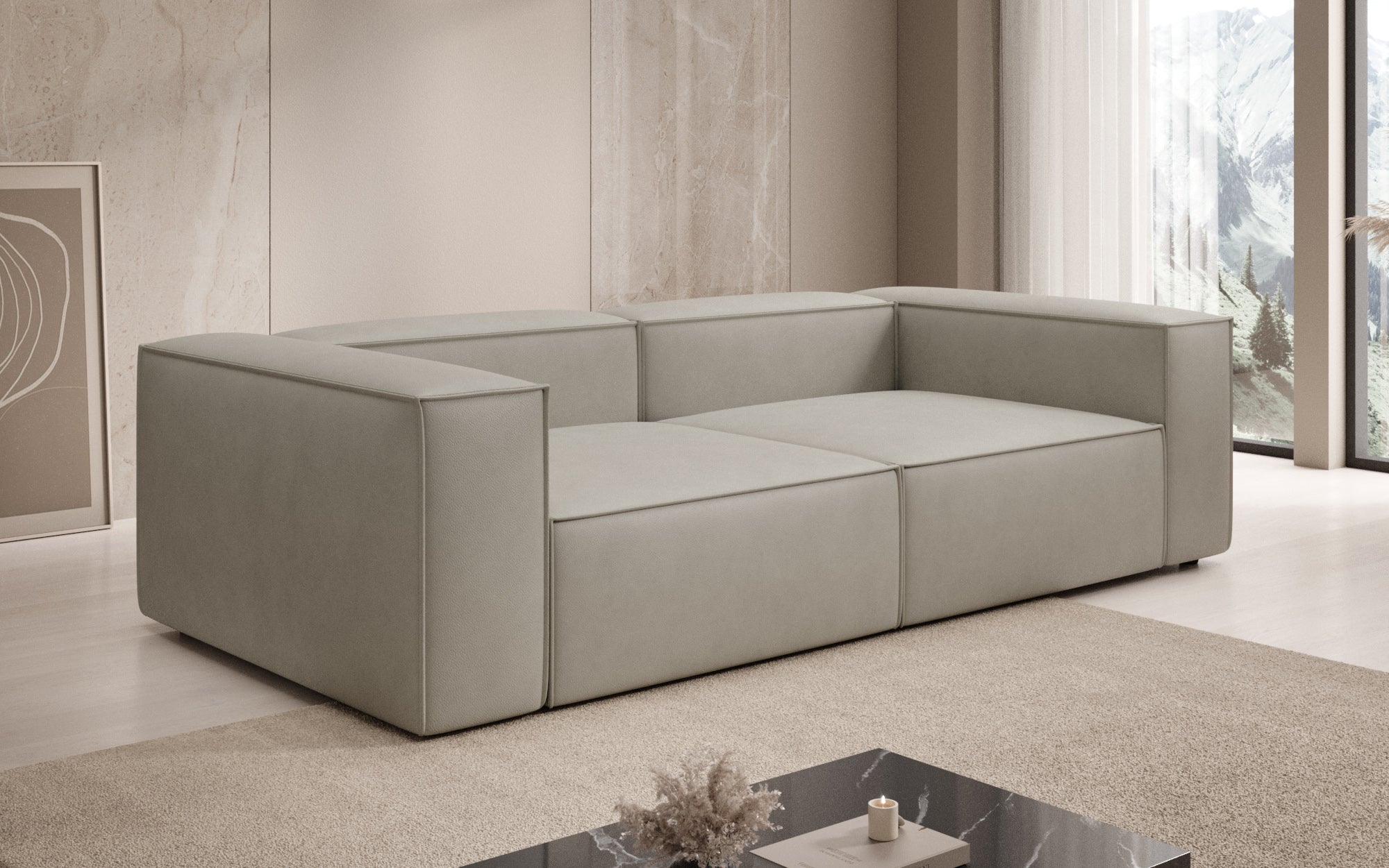 Designbank Lesley 3-zits in Echtleer