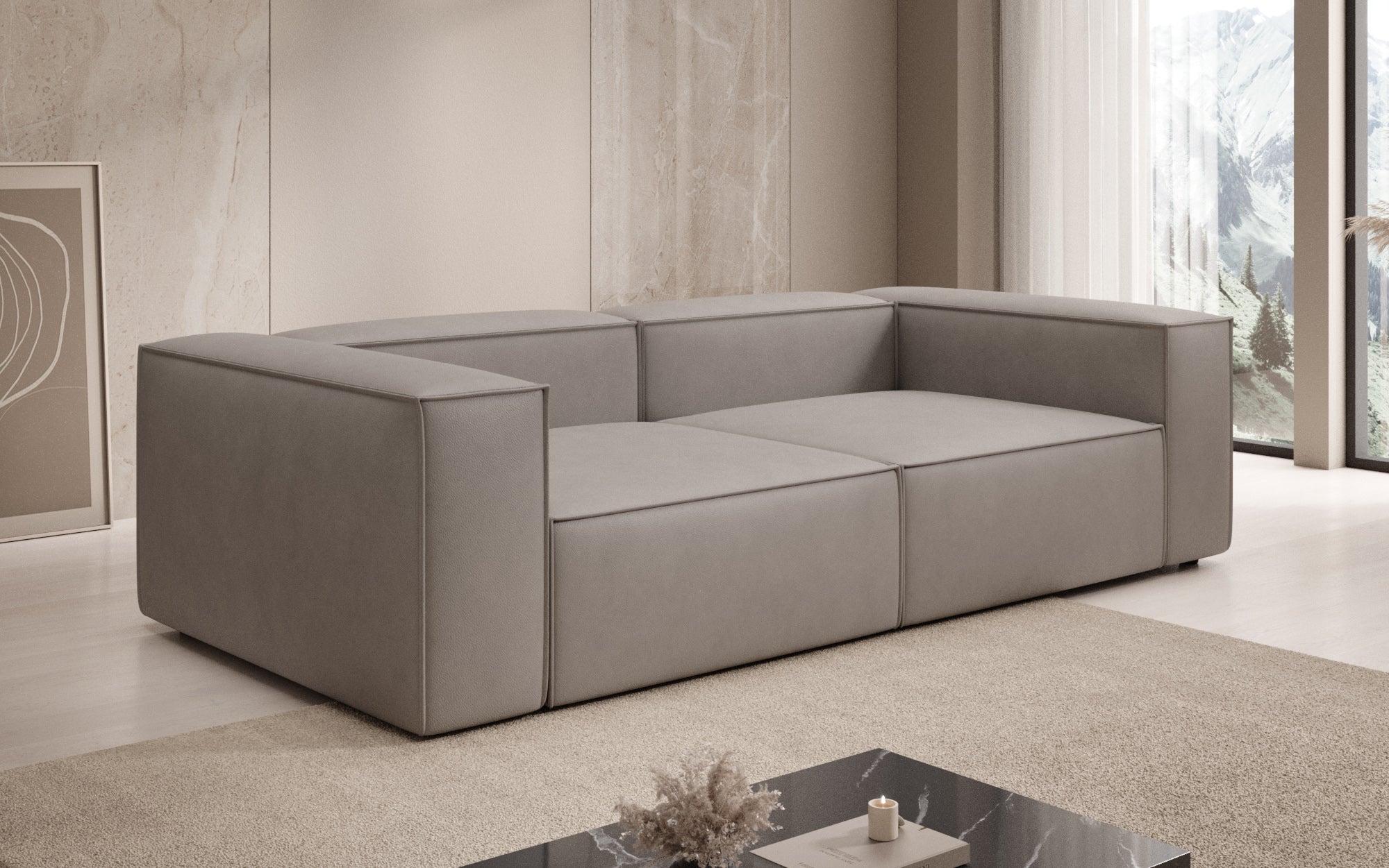 Designbank Lesley 3-zits in Echtleer