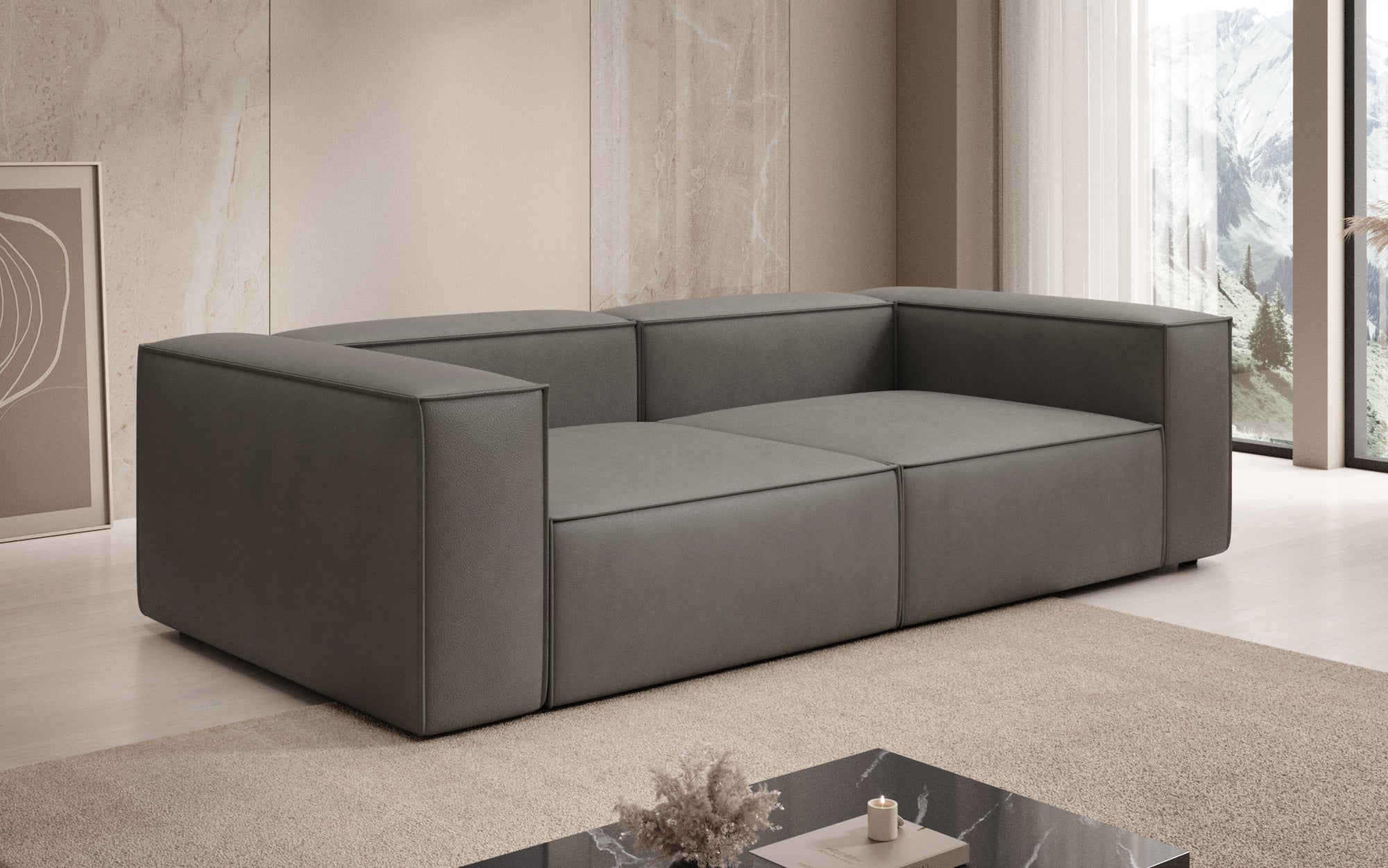 Designbank Lesley 3-zits in Echtleer