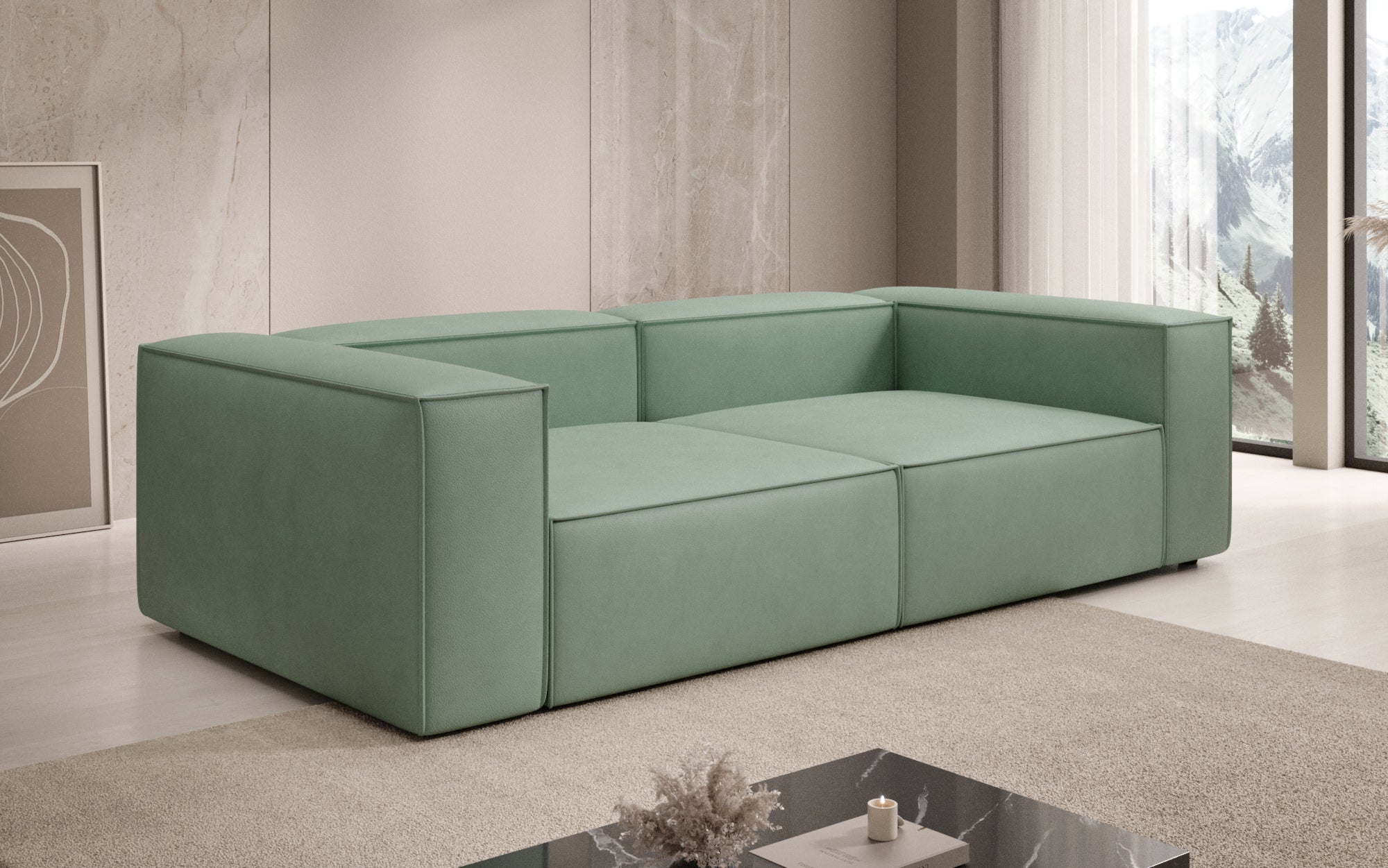 Designbank Lesley 3-zits in Echtleer