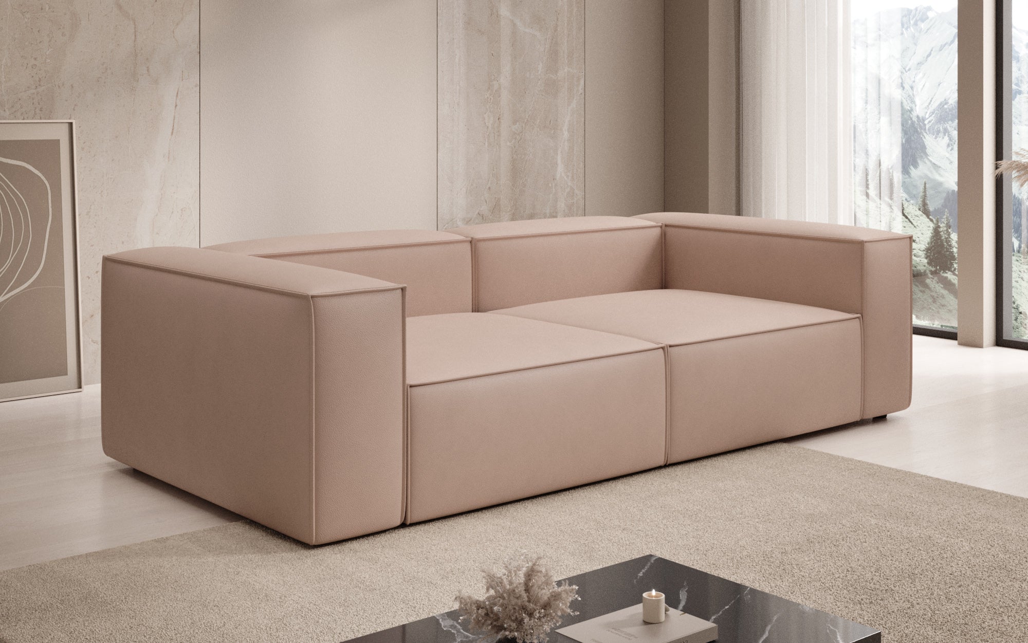 Designbank Lesley 3-zits in Echtleer