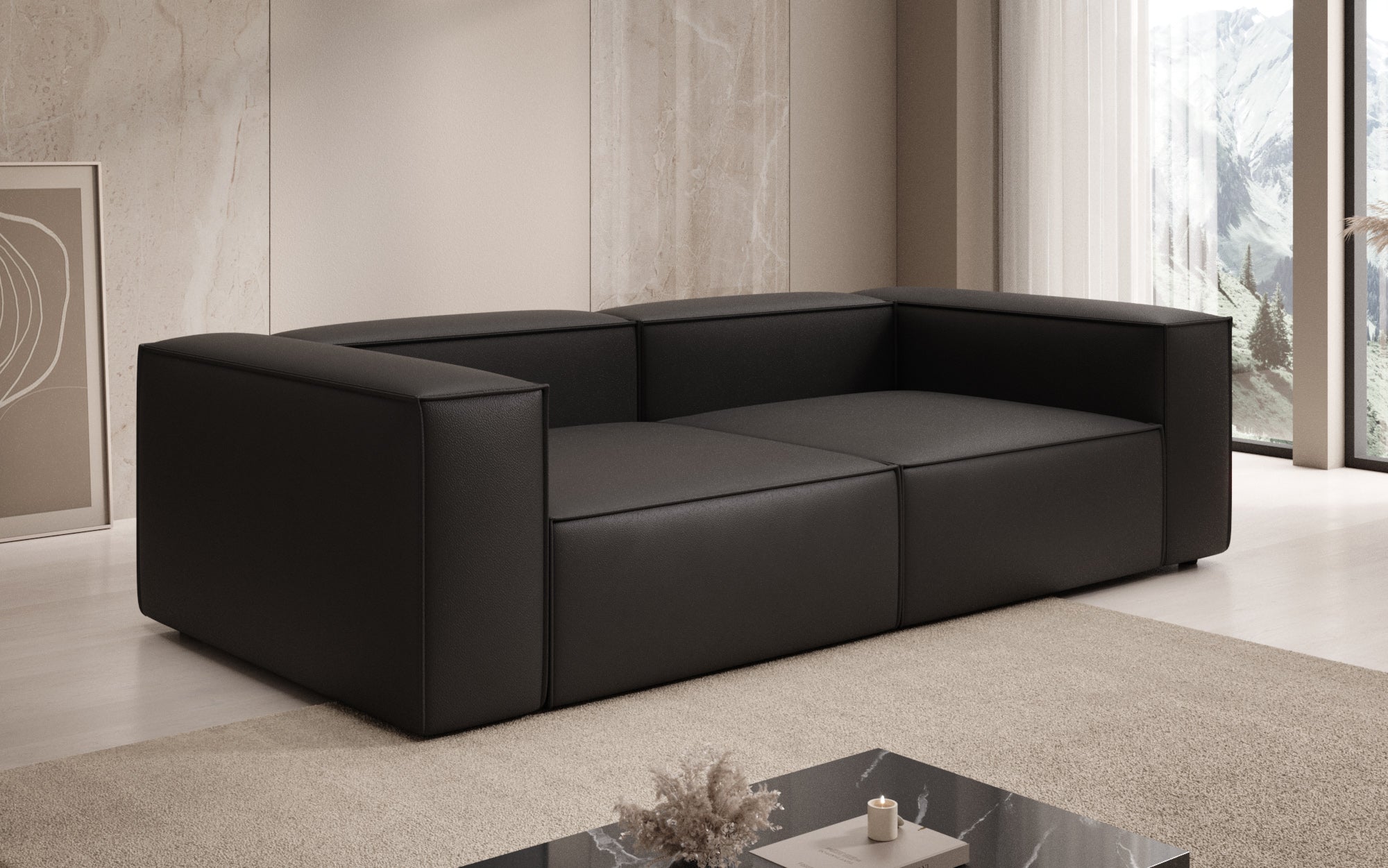 Designbank Lesley 3-zits in Echtleer