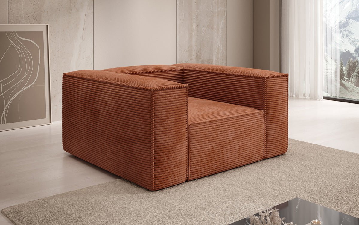 Designer Sofa-Sessel Lesley in Ribstof