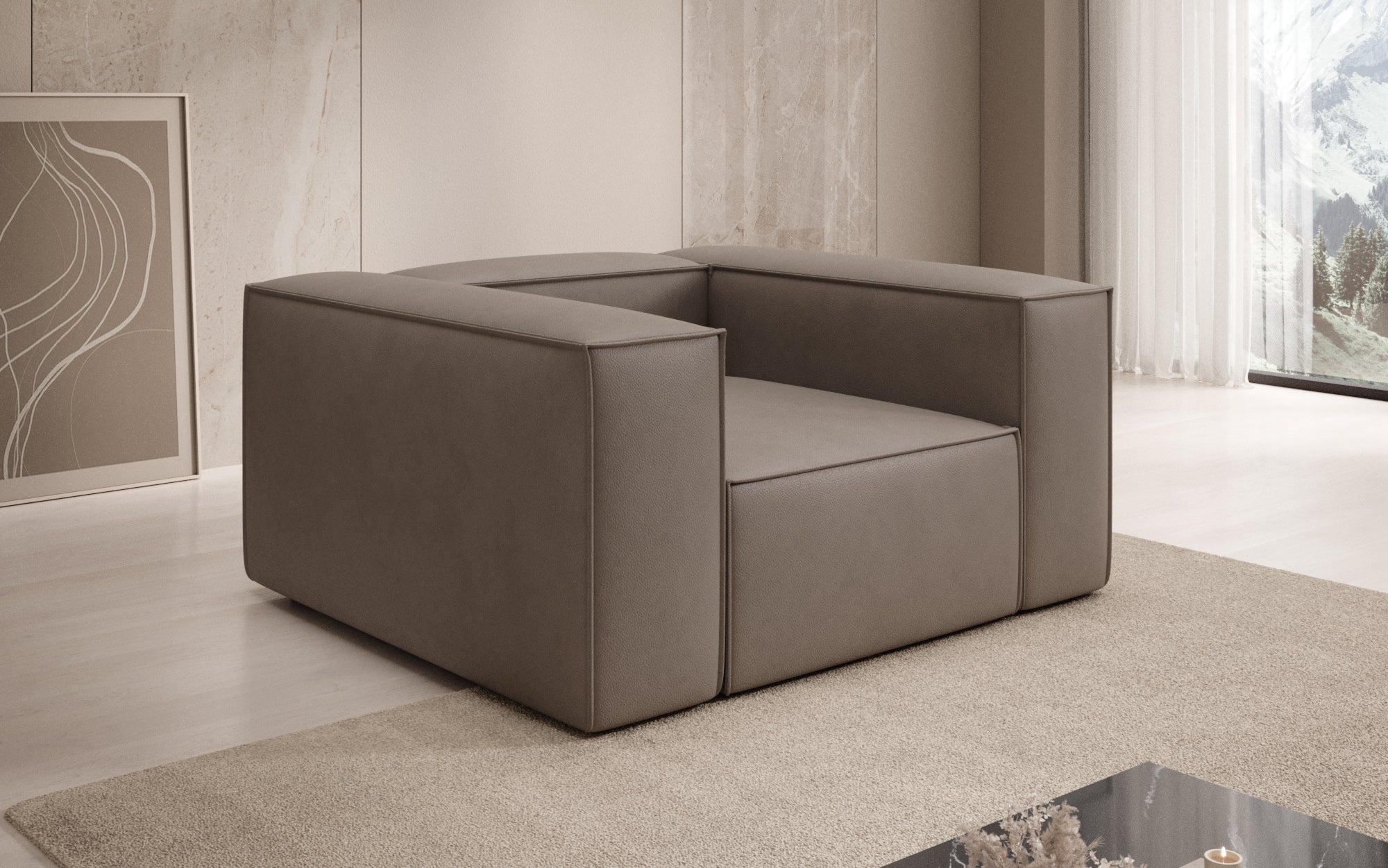 Designer bank-fauteuil Lesley in echt leer