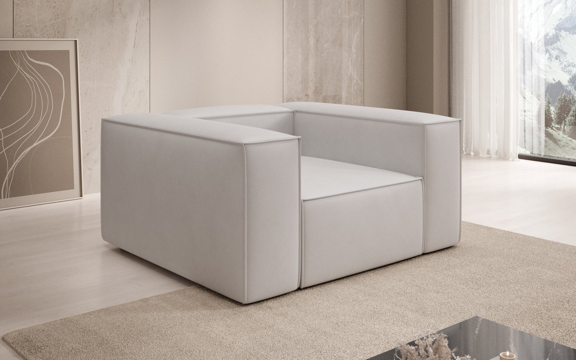 Designer bank-fauteuil Lesley in echt leer