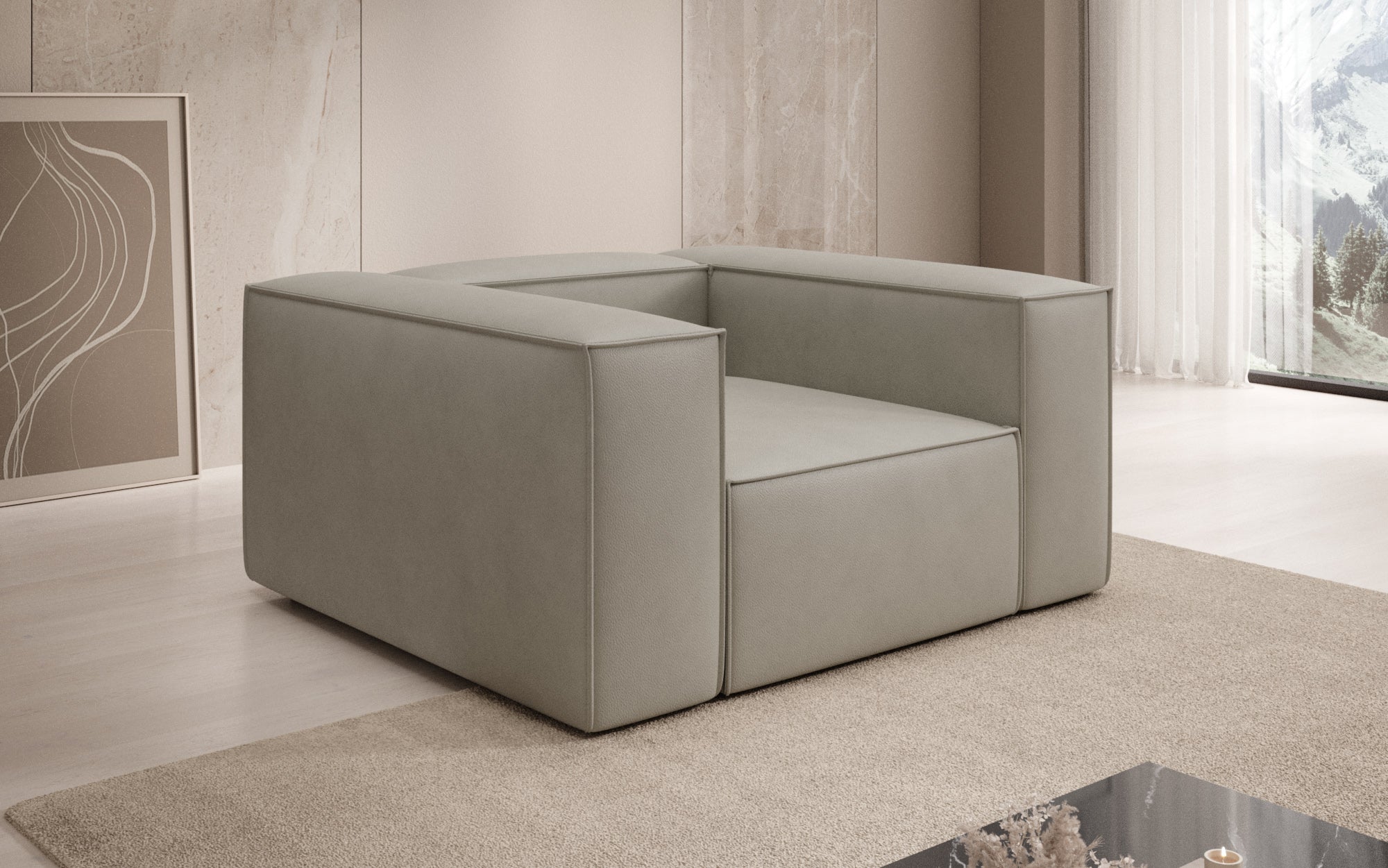 Designer bank-fauteuil Lesley in echt leer