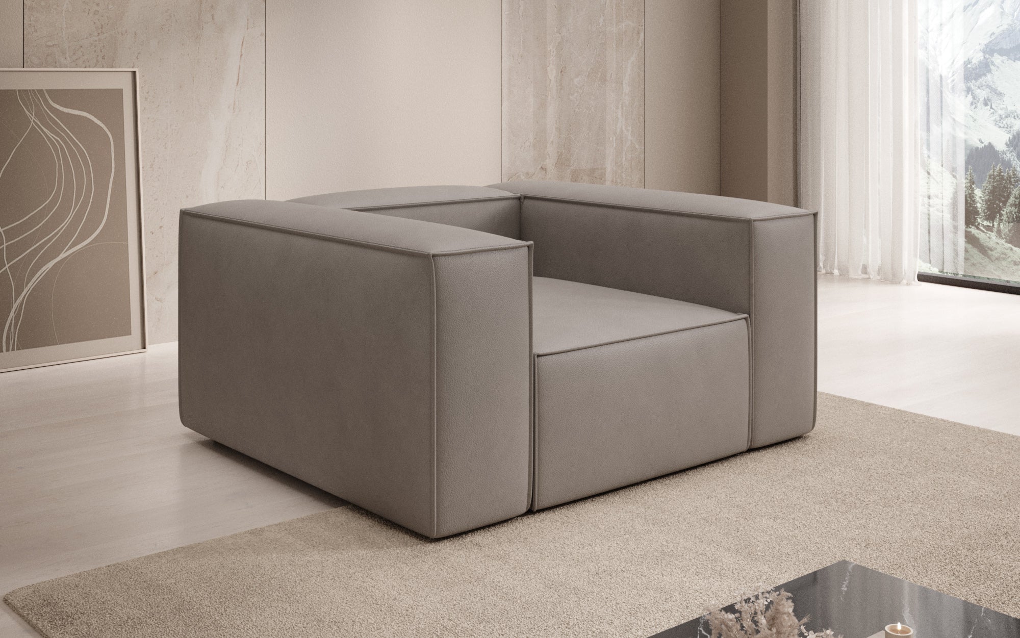 Designer bank-fauteuil Lesley in echt leer