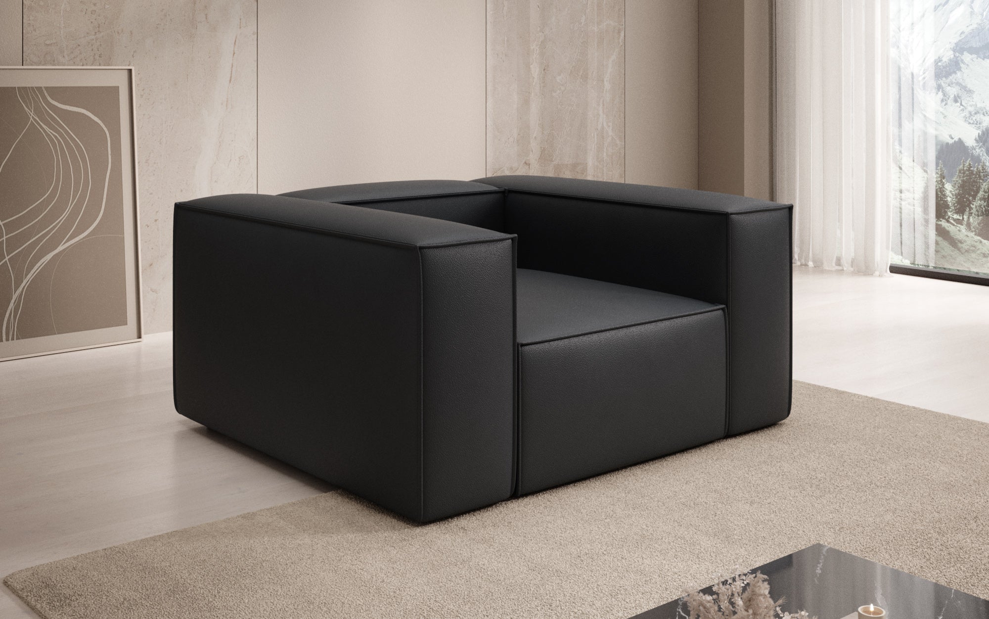 Designer bank-fauteuil Lesley in echt leer