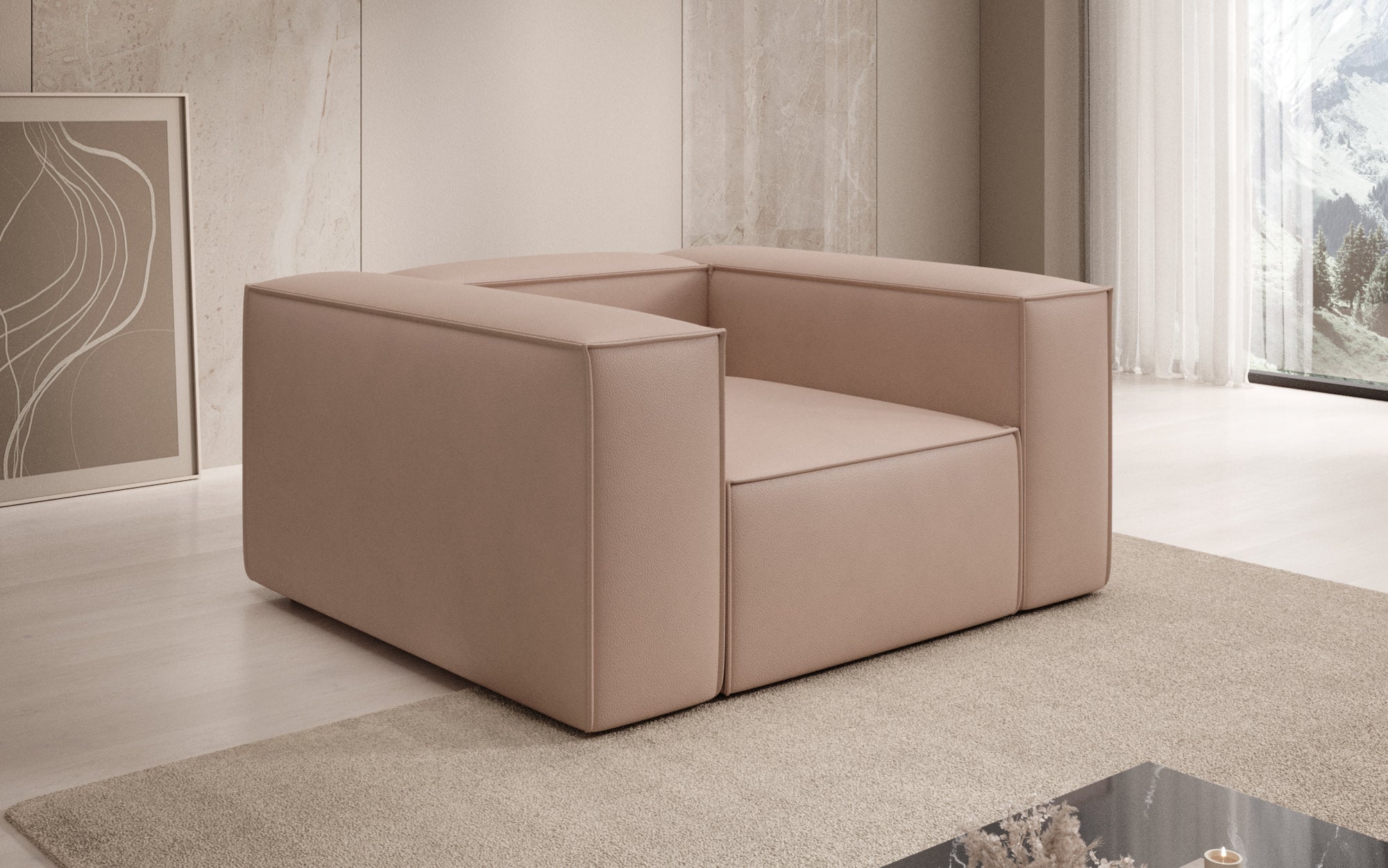 Designer bank-fauteuil Lesley in echt leer