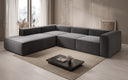 Designer Ecksofa Lesley mit langer Ottomane in Strukturstoff