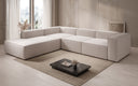 Designer Ecksofa Lesley mit langer Ottomane in Strukturstoff