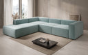 Designer Ecksofa Lesley mit langer Ottomane in Strukturstoff