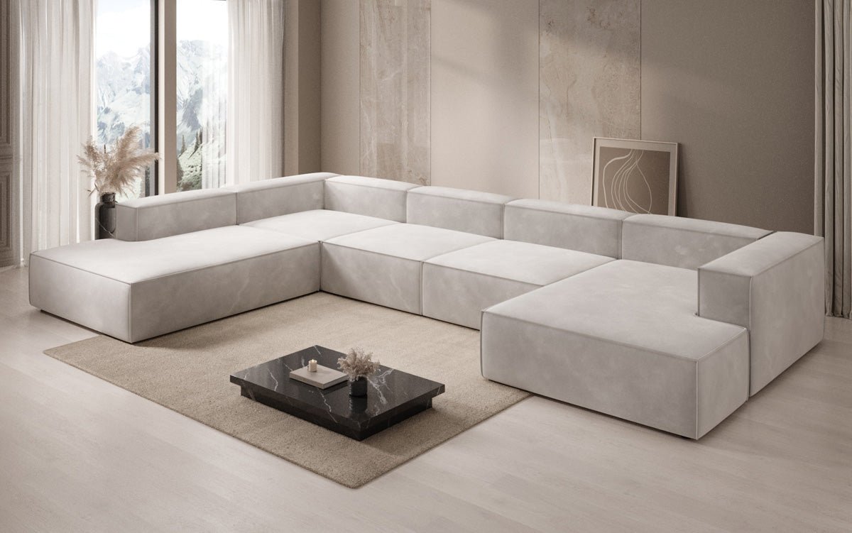 Designerbank Lesley U XXL in Fluweel
