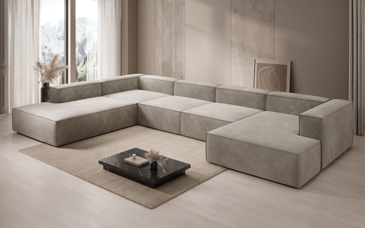 Designerbank Lesley U XXL in Fluweel