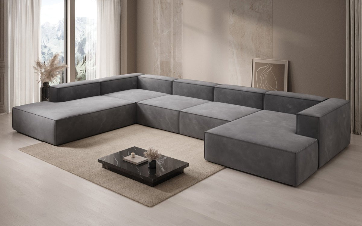 Designerbank Lesley U XXL in Fluweel