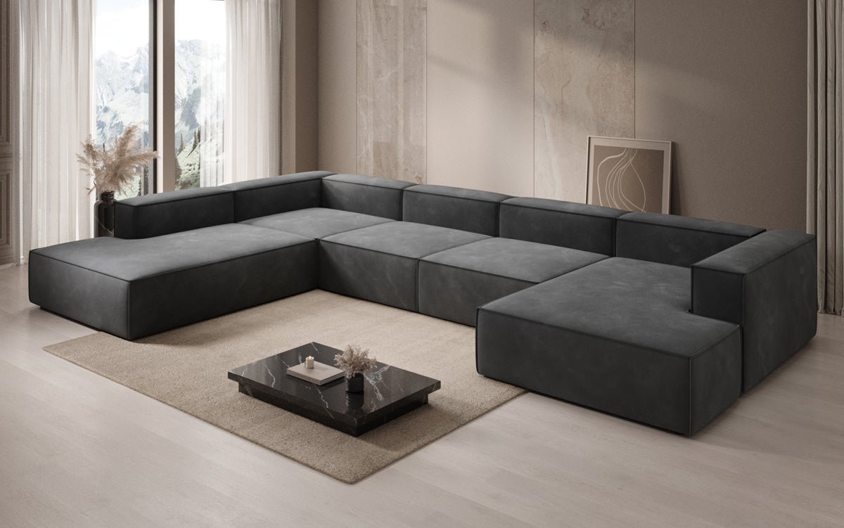 Designerbank Lesley U XXL in Fluweel