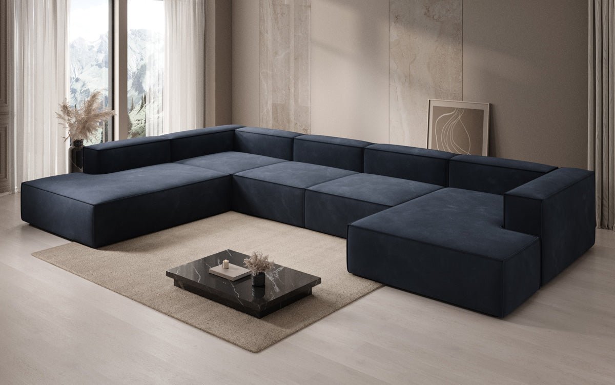 Designerbank Lesley U XXL in Fluweel