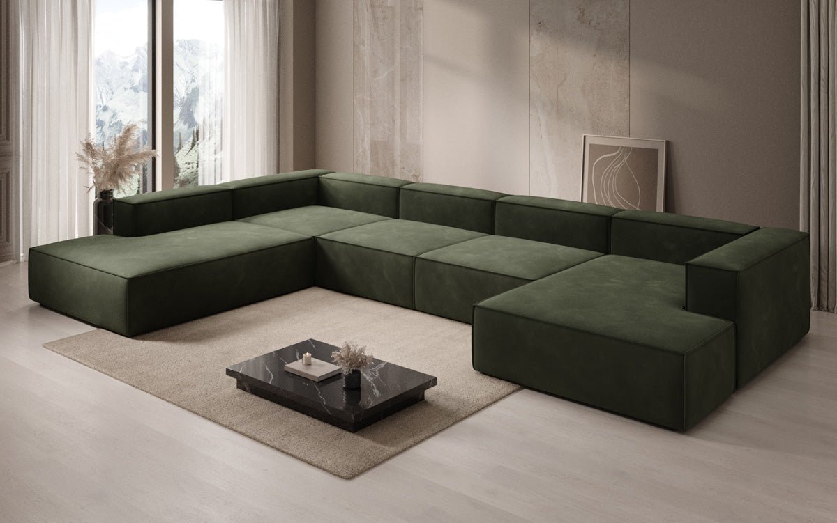 Designerbank Lesley U XXL in Fluweel