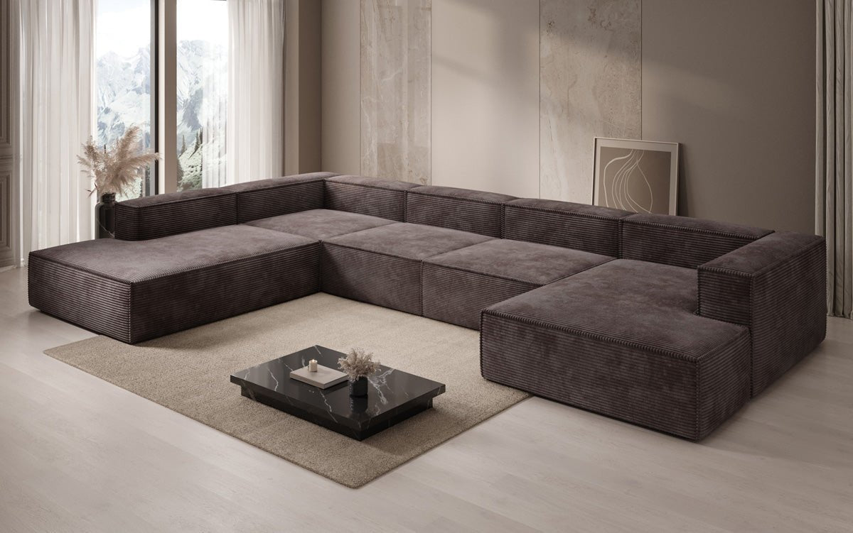 Designer Sofa Lesley U XXL in Ribstof
