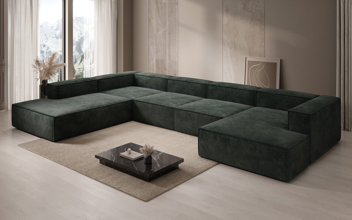 Designer Sofa Lesley U XXL in Ribstof