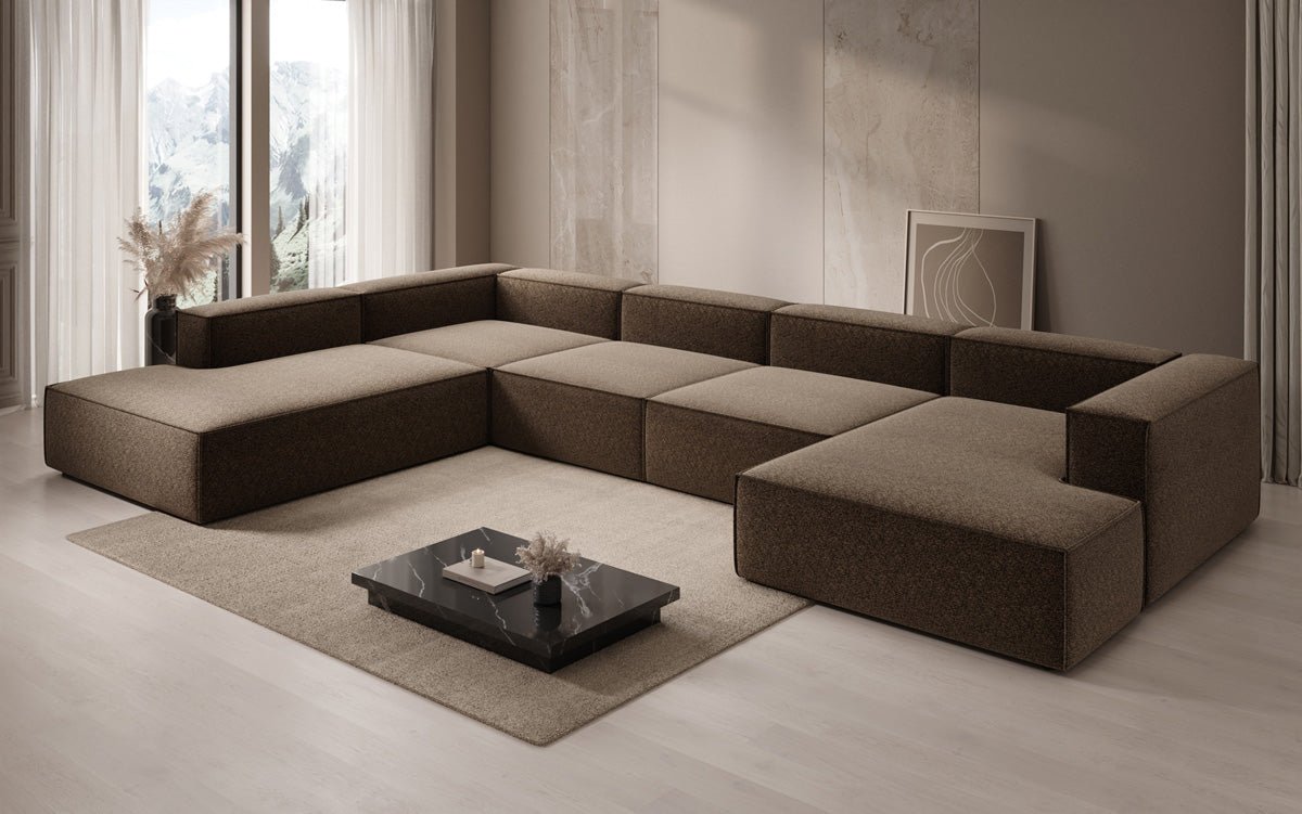 Designer Sofa Lesley U XXL in Strukturstoff