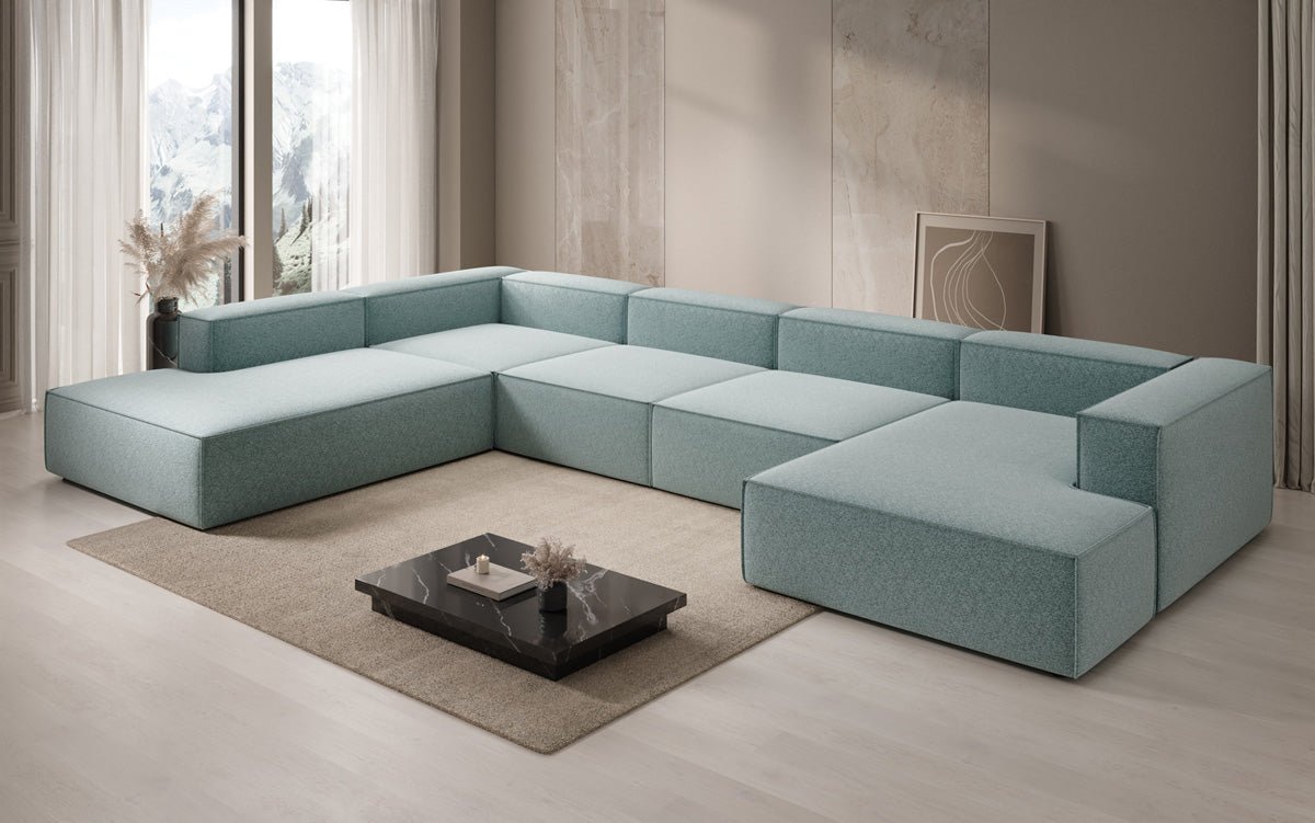 Designer Sofa Lesley U XXL in Strukturstoff