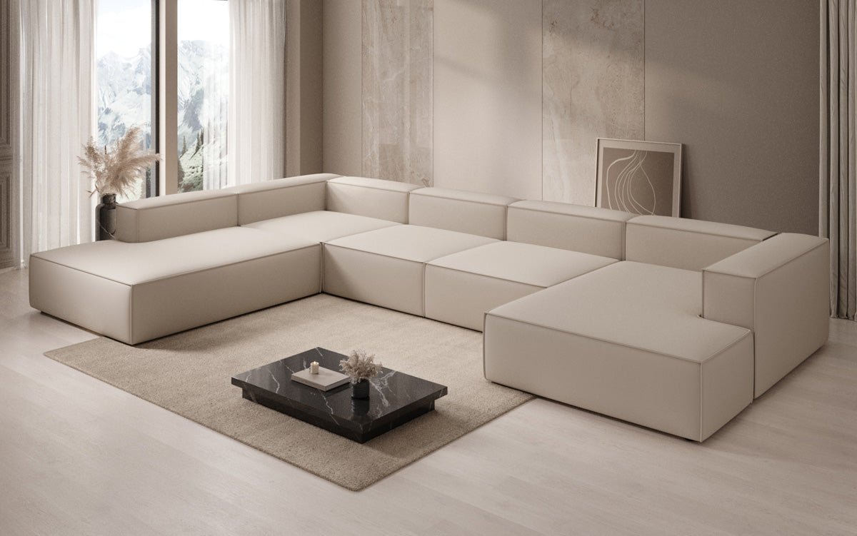 Designer Sofa Lesley U XXL in Stof