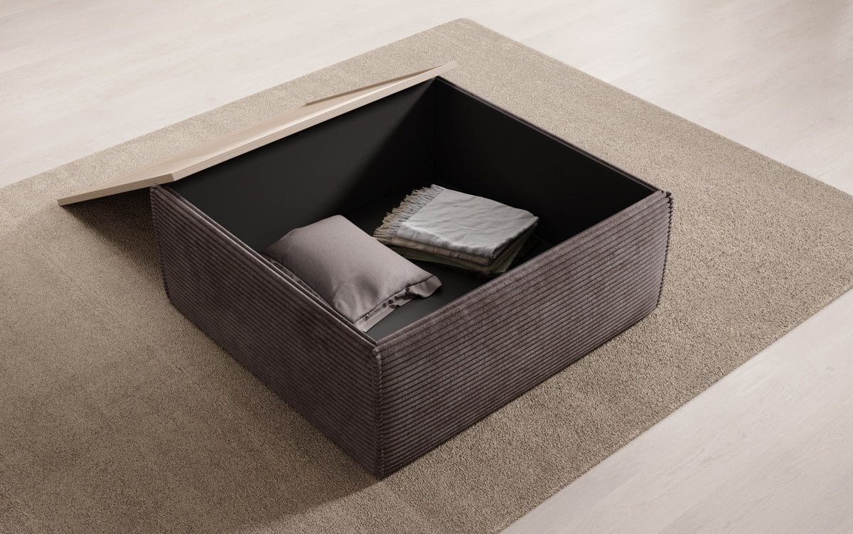 Lesley side stool/coffee table with storage in corduroy