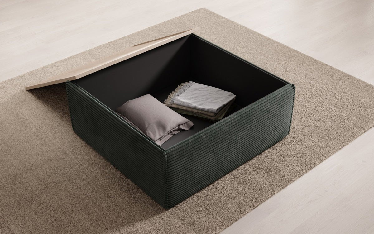 Lesley side stool/coffee table with storage in corduroy