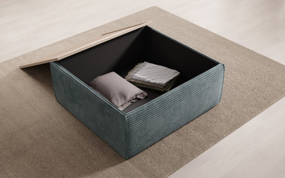 Lesley side stool/coffee table with storage in corduroy