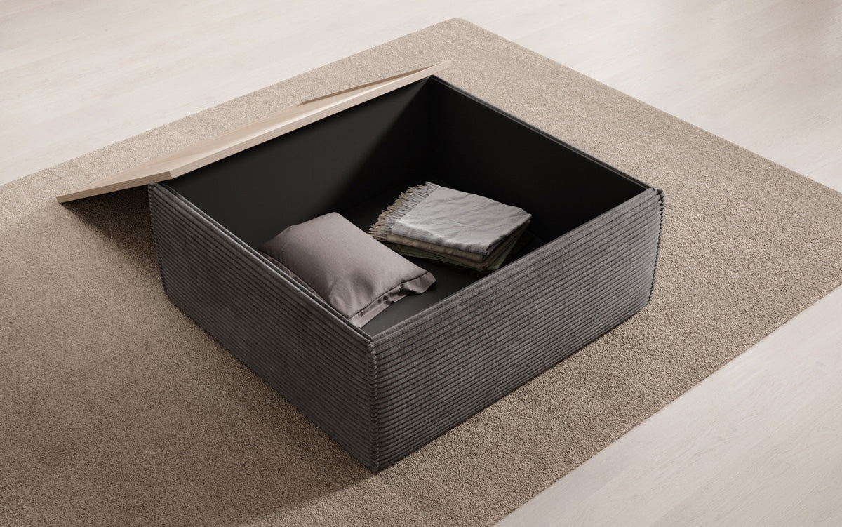 Lesley side stool/coffee table with storage in corduroy