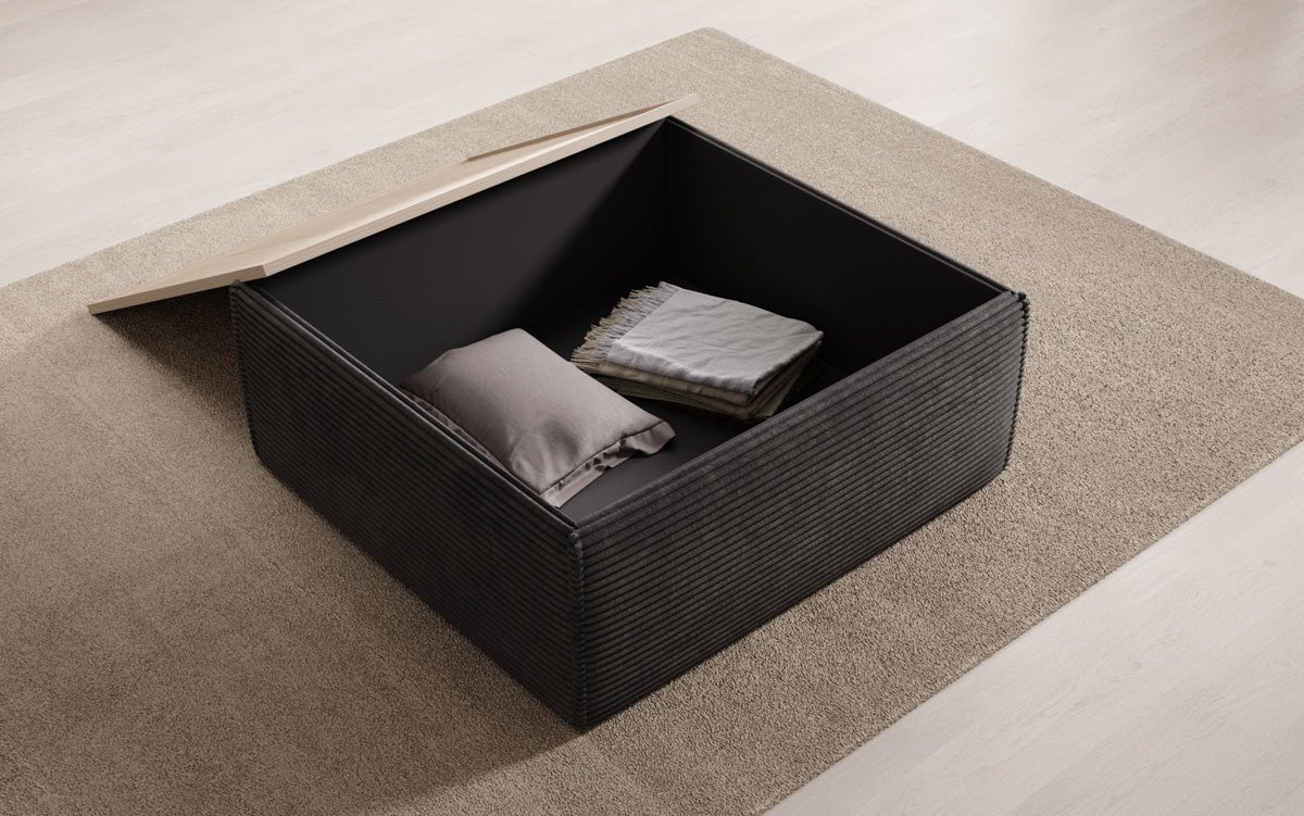 Lesley side stool/coffee table with storage in corduroy