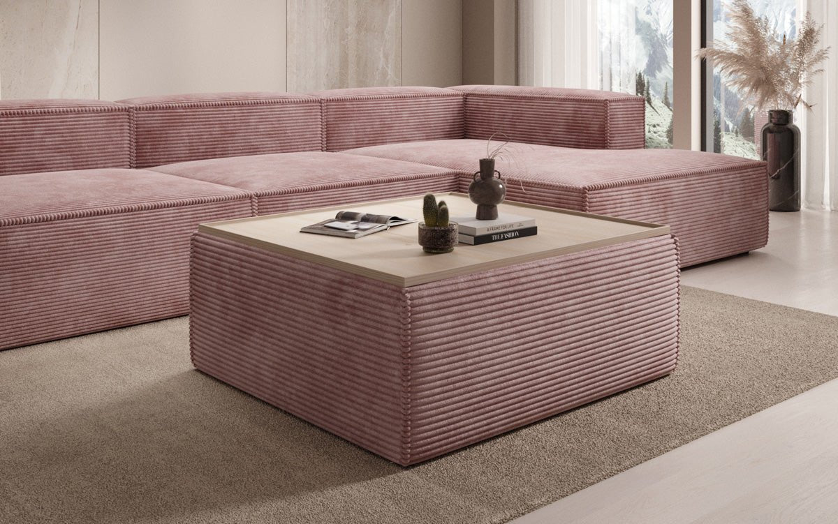 Lesley side stool/coffee table with storage in corduroy