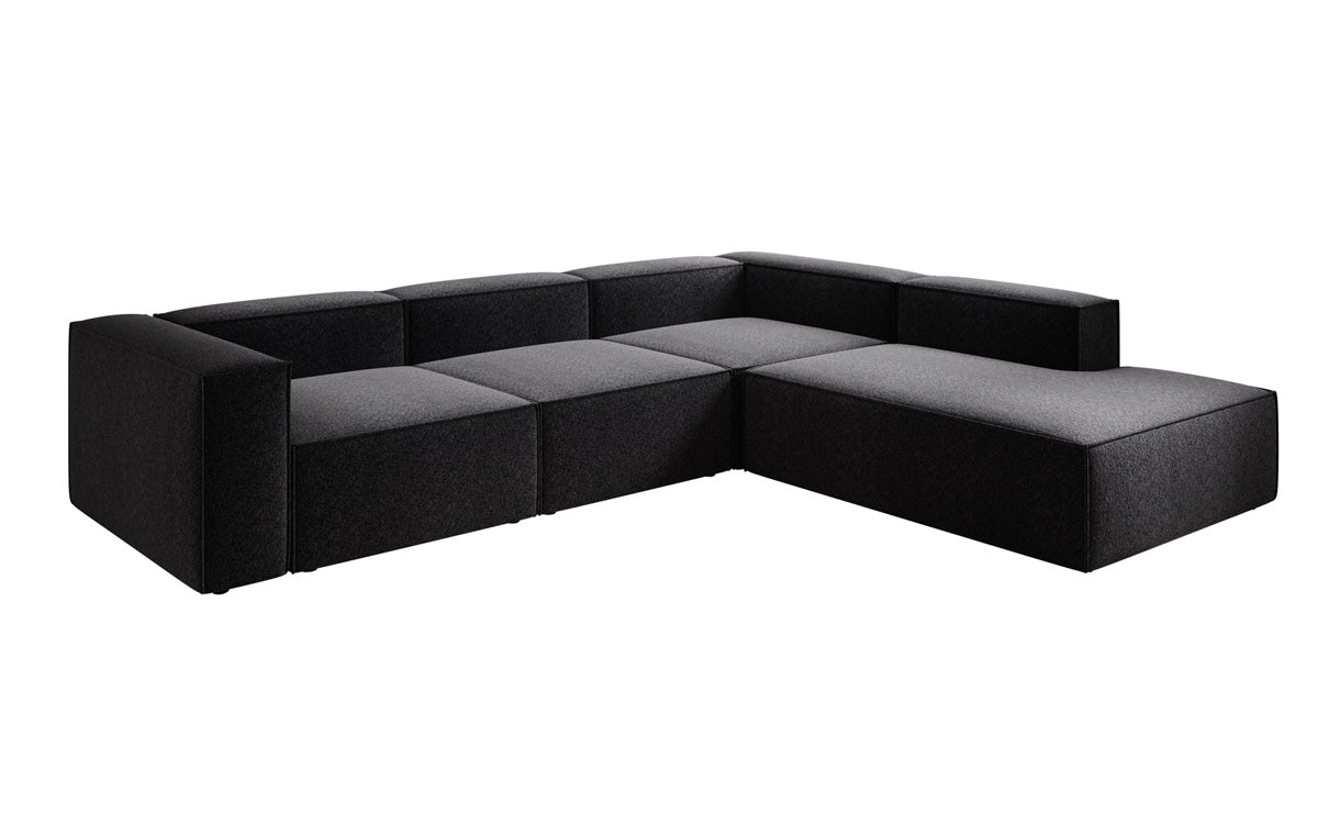 Designbank Lesley L met lange ottomane in structuurstof